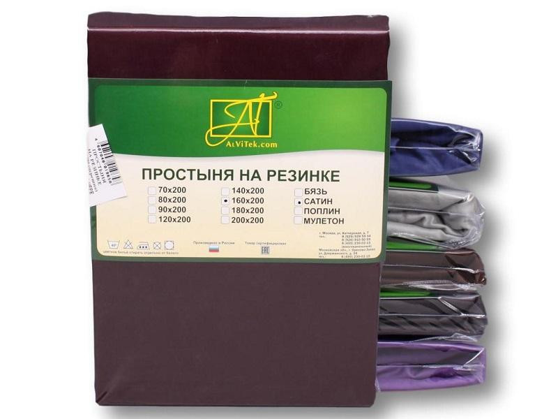 АЛЬВИТЕК Простыня из сатина на резинке черешня 90х200х25
