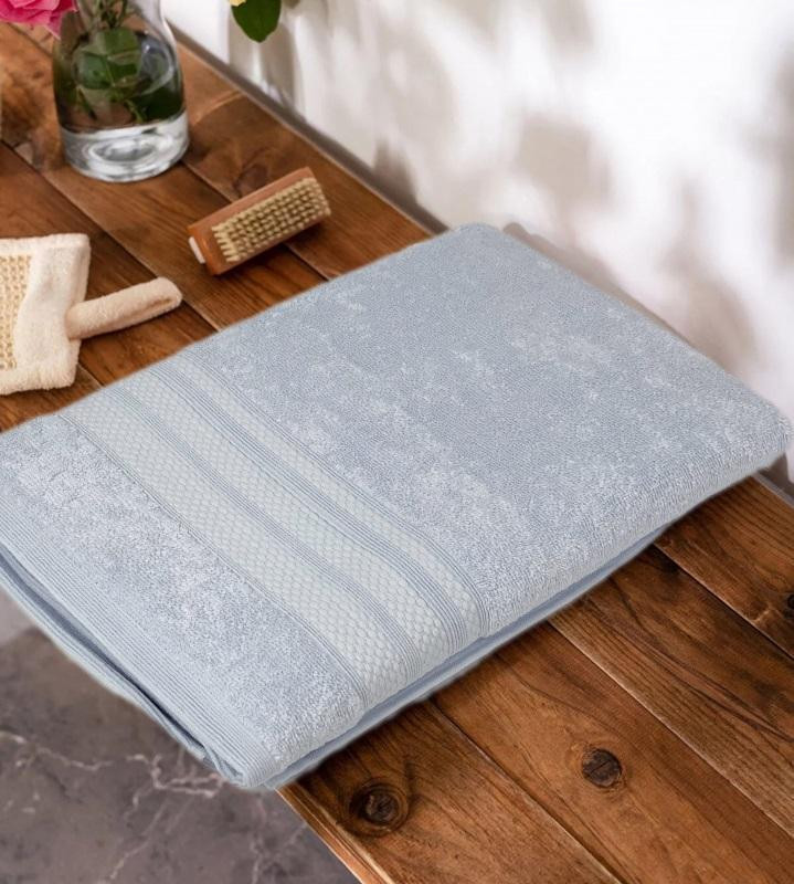KARVEN Полотенце махровое из хлопка PETEK BORDUR DUZ H5160 LUX COTTON acik mavi 70х140