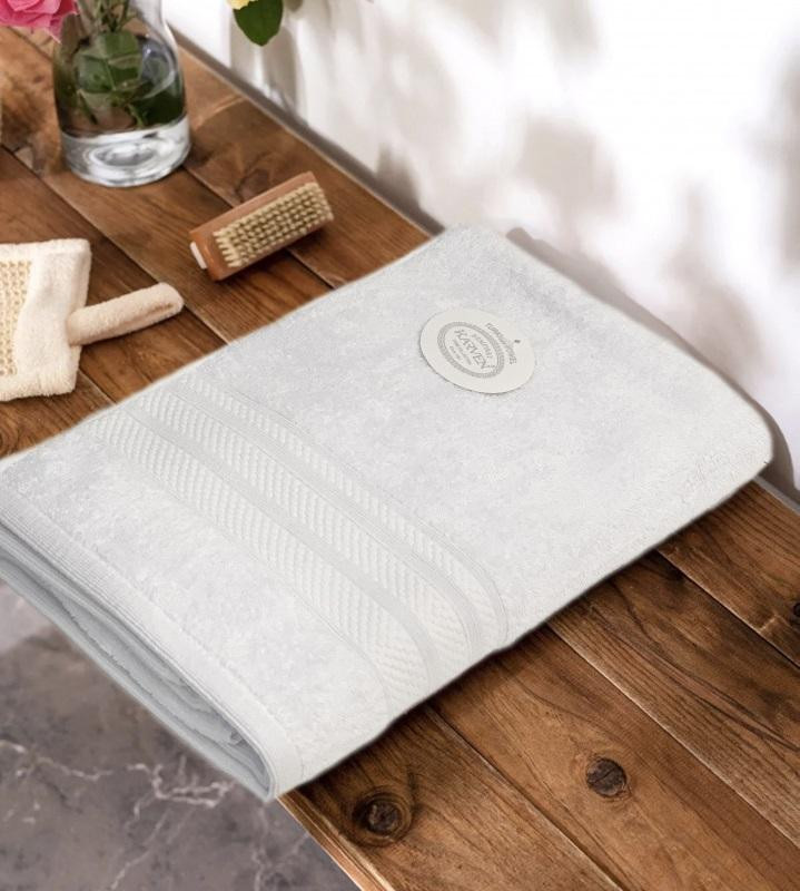 KARVEN Полотенце махровое из хлопка PETEK BORDUR DUZ H5160 LUX COTTON beyaz 70х140