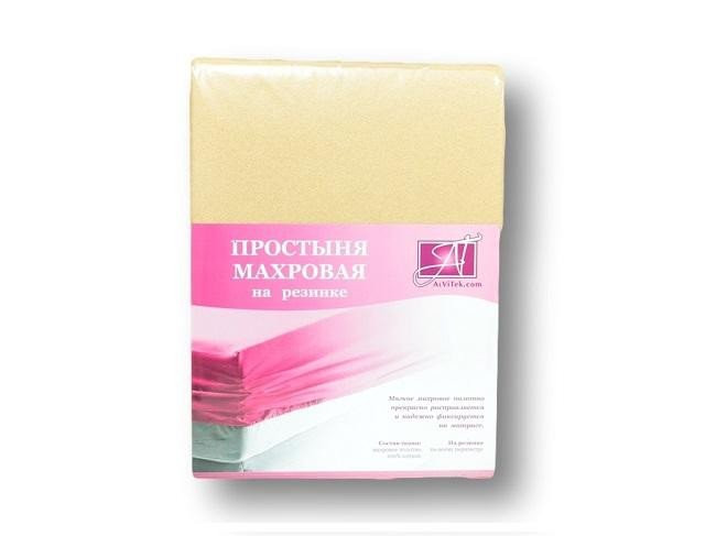 АЛЬВИТЕК Простыня махровая на резинке бежевая 140х200
