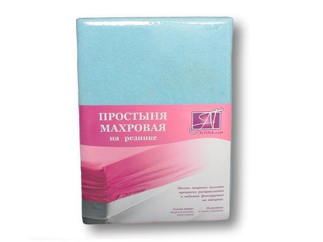 АЛЬВИТЕК Простыня махровая на резинке голубая 90х200