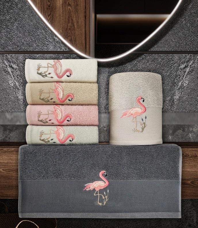 KARVEN Набор махровых полотенец из хлопка VIP COTTON H3260 FLAMINGO 50х90 (6шт)
