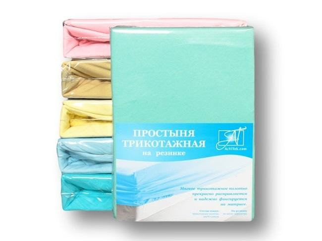 АЛЬВИТЕК Простыня трикотажная на резинке ментол 90х200