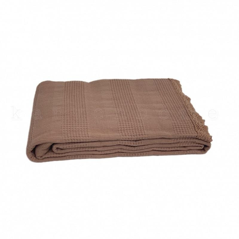 KARVEN Плед из хлопка с кружевом P931 DANTELLI WAFFLE PIKE светло-кирпичный 200х220