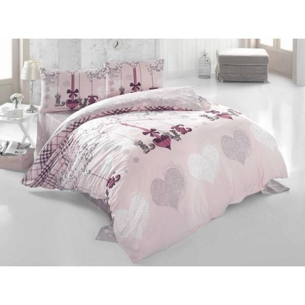 Комплект постельного белья из ранфорса IRINA HOME LOVE ME pudra 50х70 (2шт) евро
