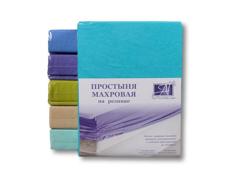 АЛЬВИТЕК Простыня хлопковая махровая на резинке лагуна 200х200