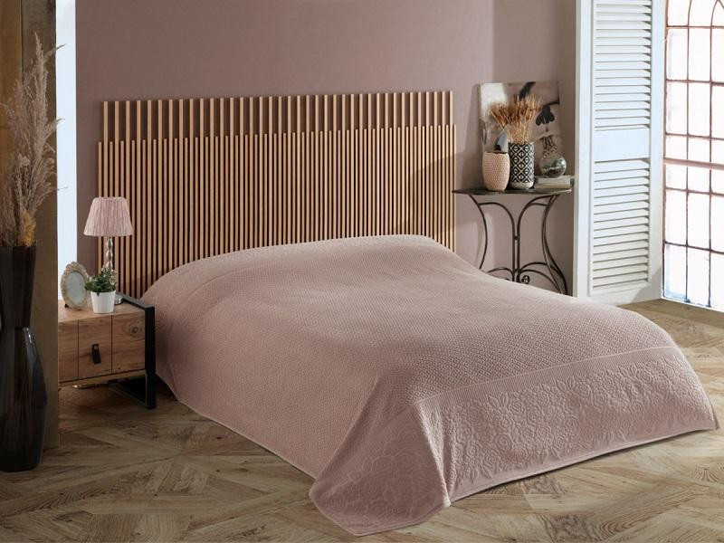 KARVEN Плед из хлопка махровый P958 ROSE V3 бежевый 160х220