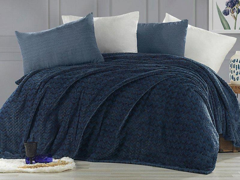 KARVEN Плед из полиэстера SUPER SOFT P944 BENZIA индиго 200х220