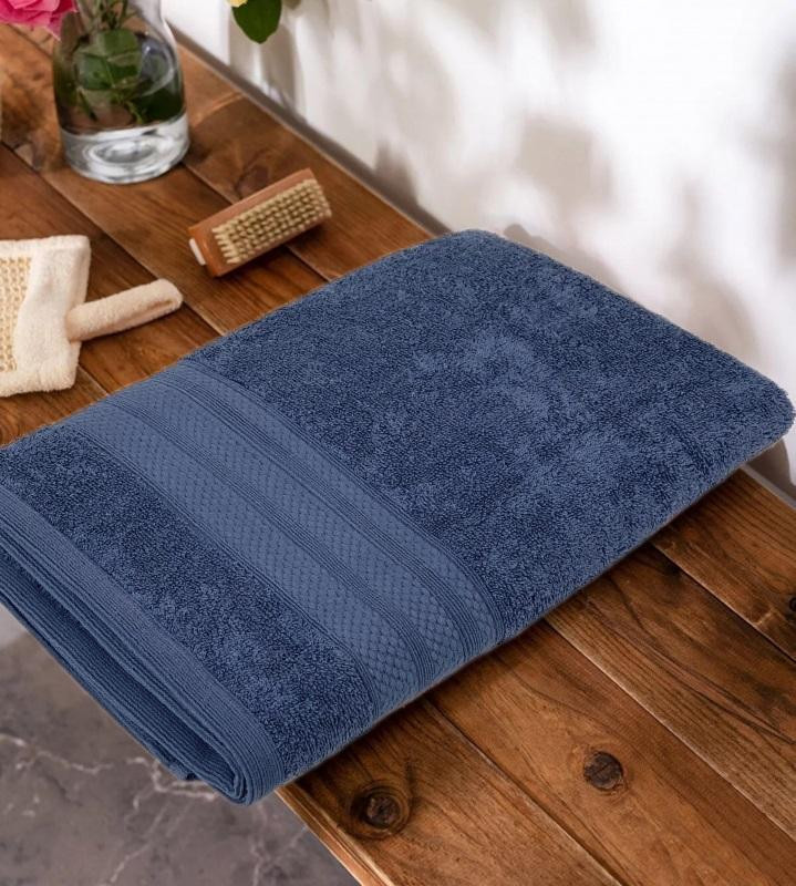 KARVEN Полотенце махровое из хлопка PETEK BORDUR DUZ H5159 LUX COTTON lacivert 50х90